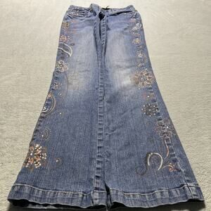 Y2K 2000s Floral Rhinestones Beyond Baggy Jeans 14 26x29 Dojo Flare Hamilton